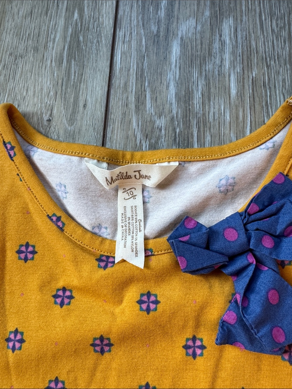 Matilda Jane Mustard Yellow and Floral Print Long Sleeve Dress - Picture 2 of 3